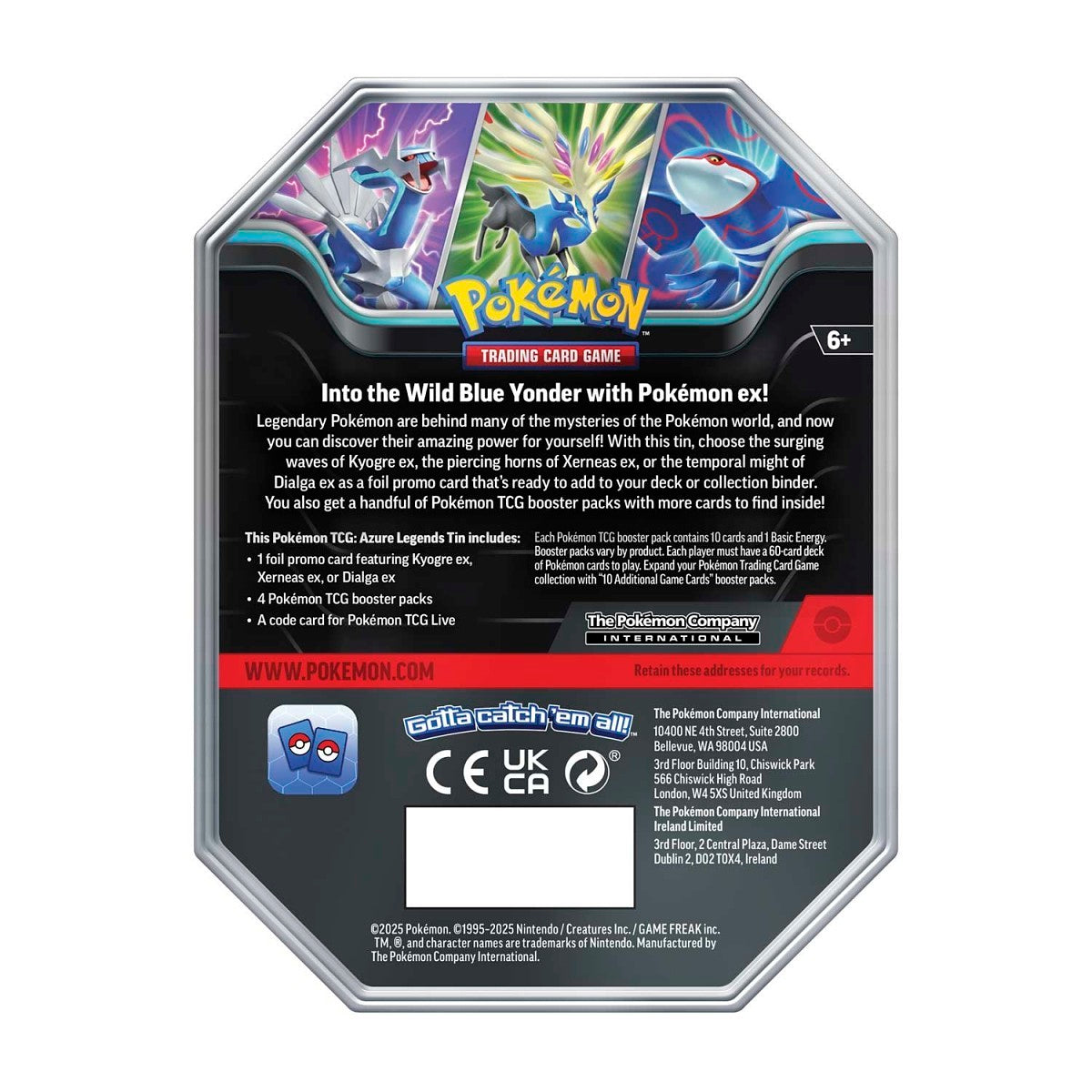 Pokémon Azure Legends Tin Kyogre ex