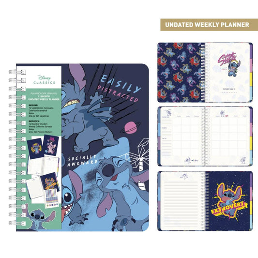 Disney Stitch Undated Weekly Planner Calendar + Dividers + Stickers