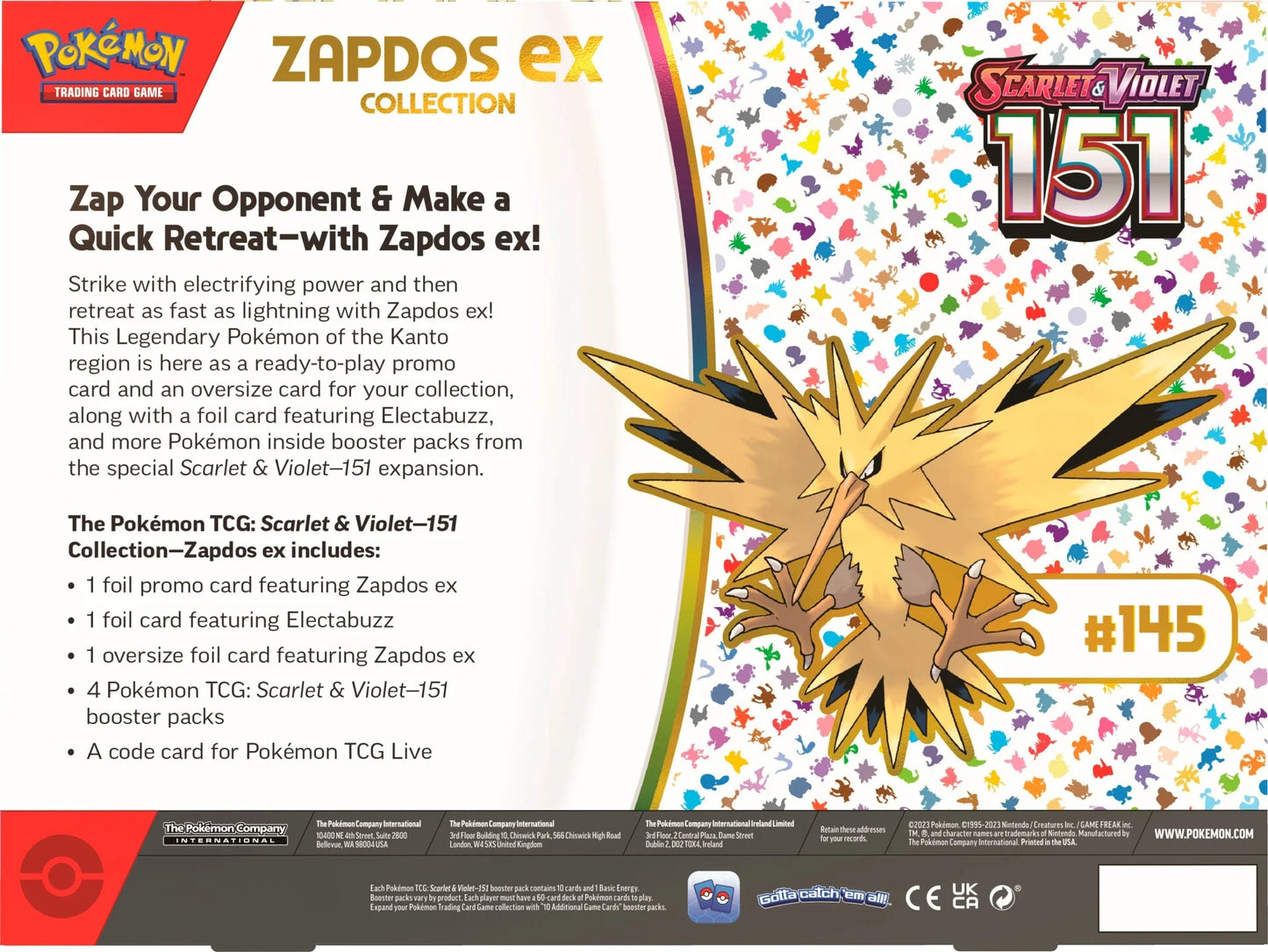 Pokémon 151 Zapdos Ex Box