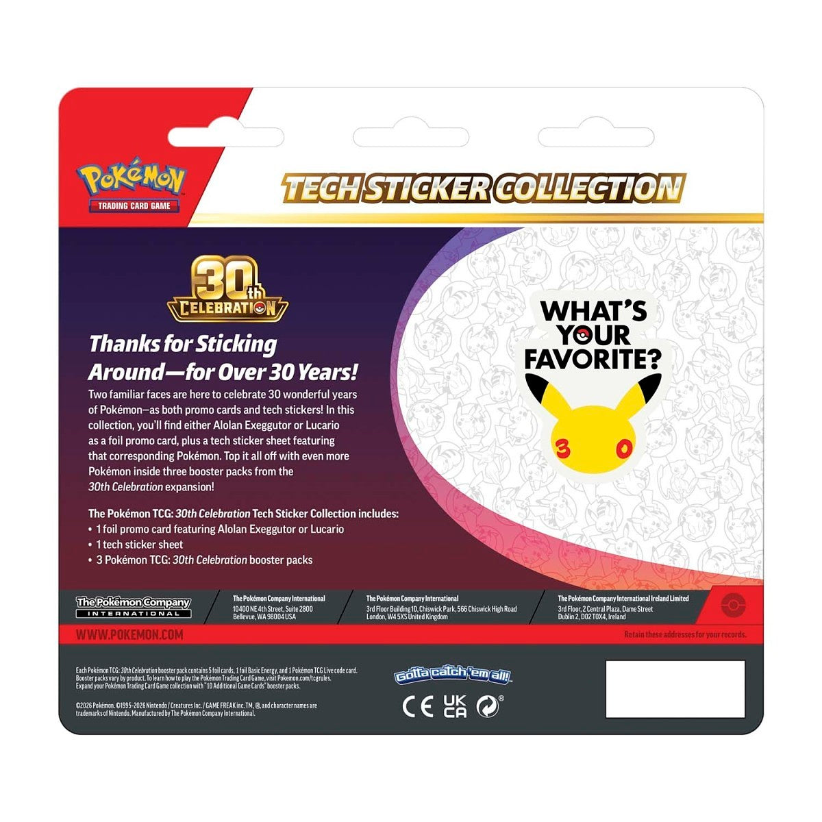 Pokémon 30th Celebration Tech Sticker Collection Lucario