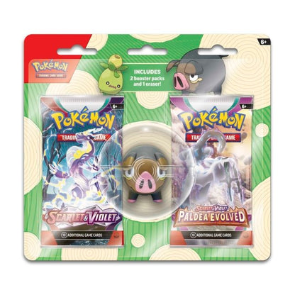 Pokémon Back to School eraser + 2 booster Lechonk