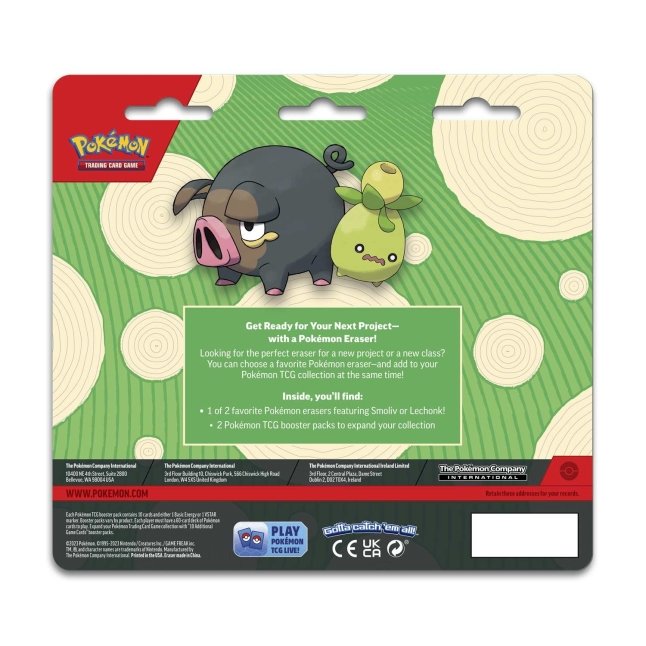 Pokémon Back to School eraser + 2 booster Lechonk