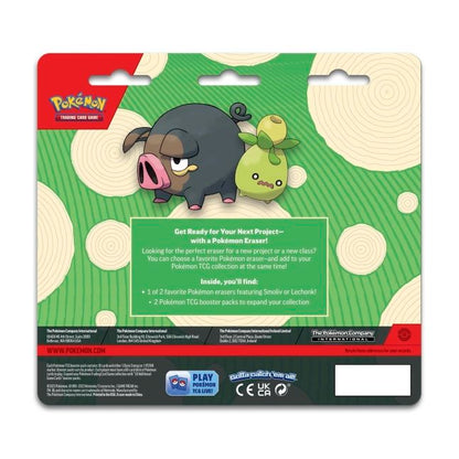 Pokémon Back to School eraser + 2 booster Lechonk