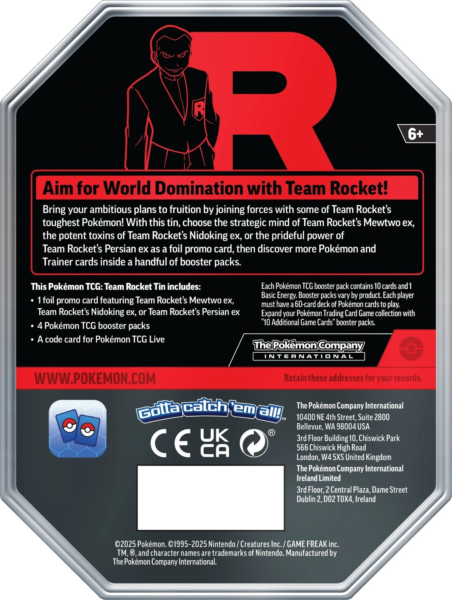 Pokémon Team Rocket's Mewtwo ex Tin