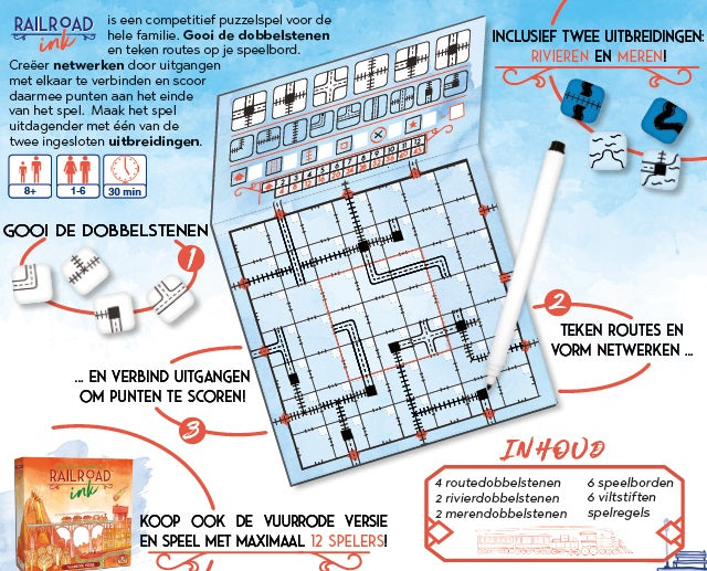 Railroad Ink Diepblauwe versie dobbelspel