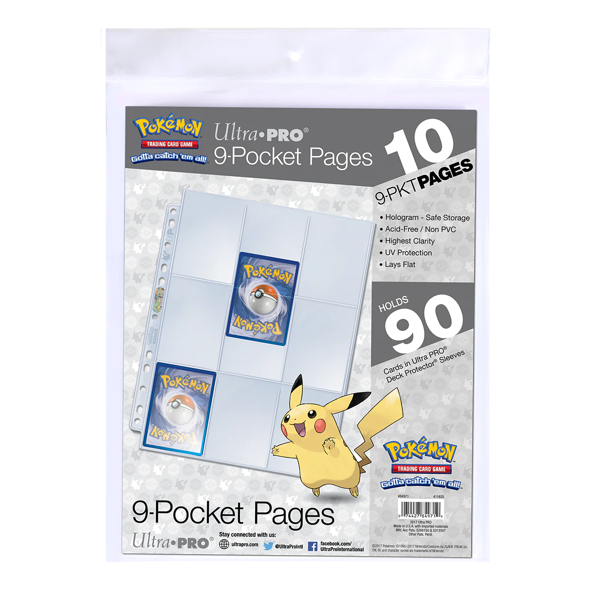 9-Pocket 11-Hole Punch Pages for Pokémon