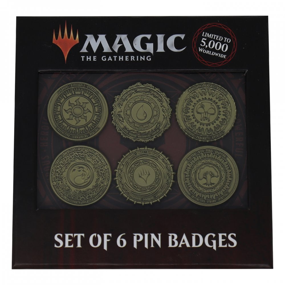 Magic The Gathering Limited Edition Set of 6 Mana Symbol Pin Badges