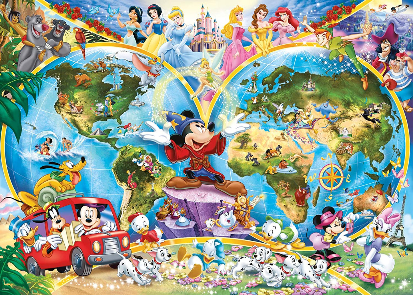 Puzzel Disney's Wereldkaart 1000 stukjes