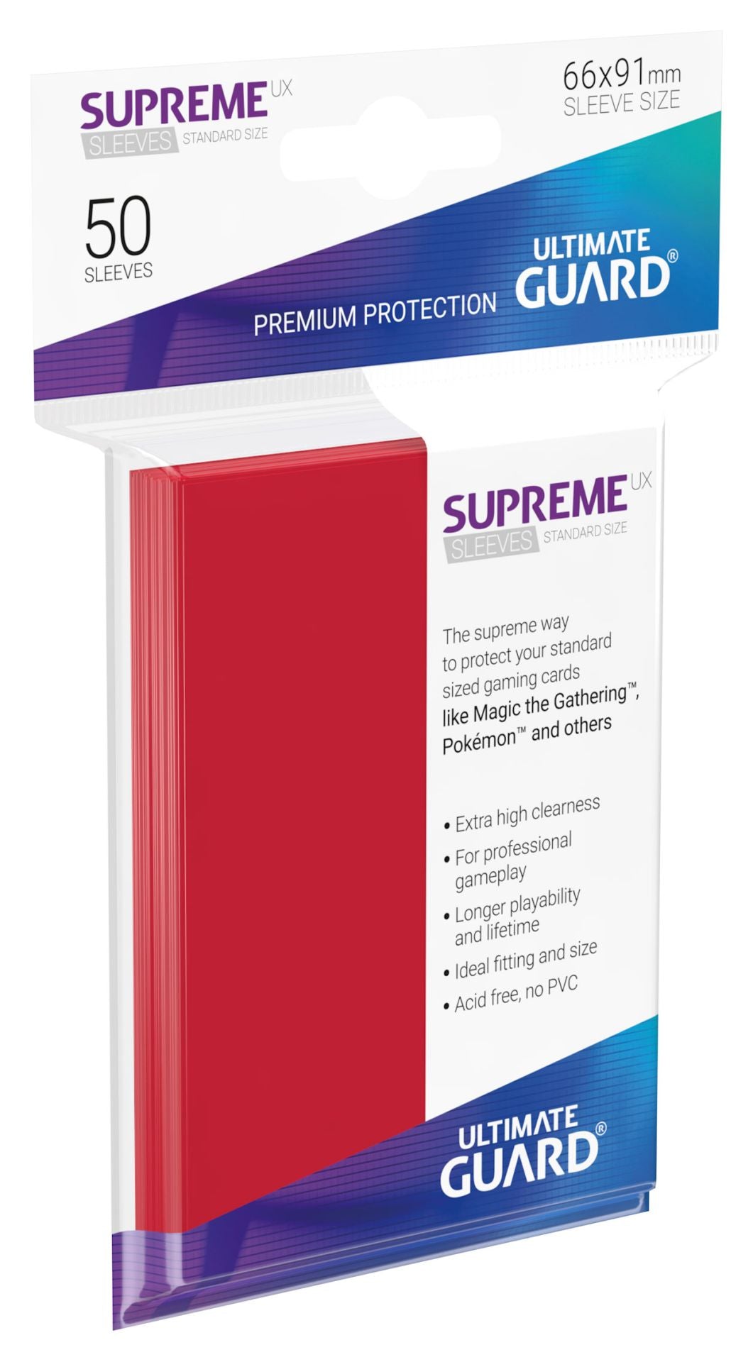 Ultimate Guard Supreme UX Sleeves Standard Size Red 50