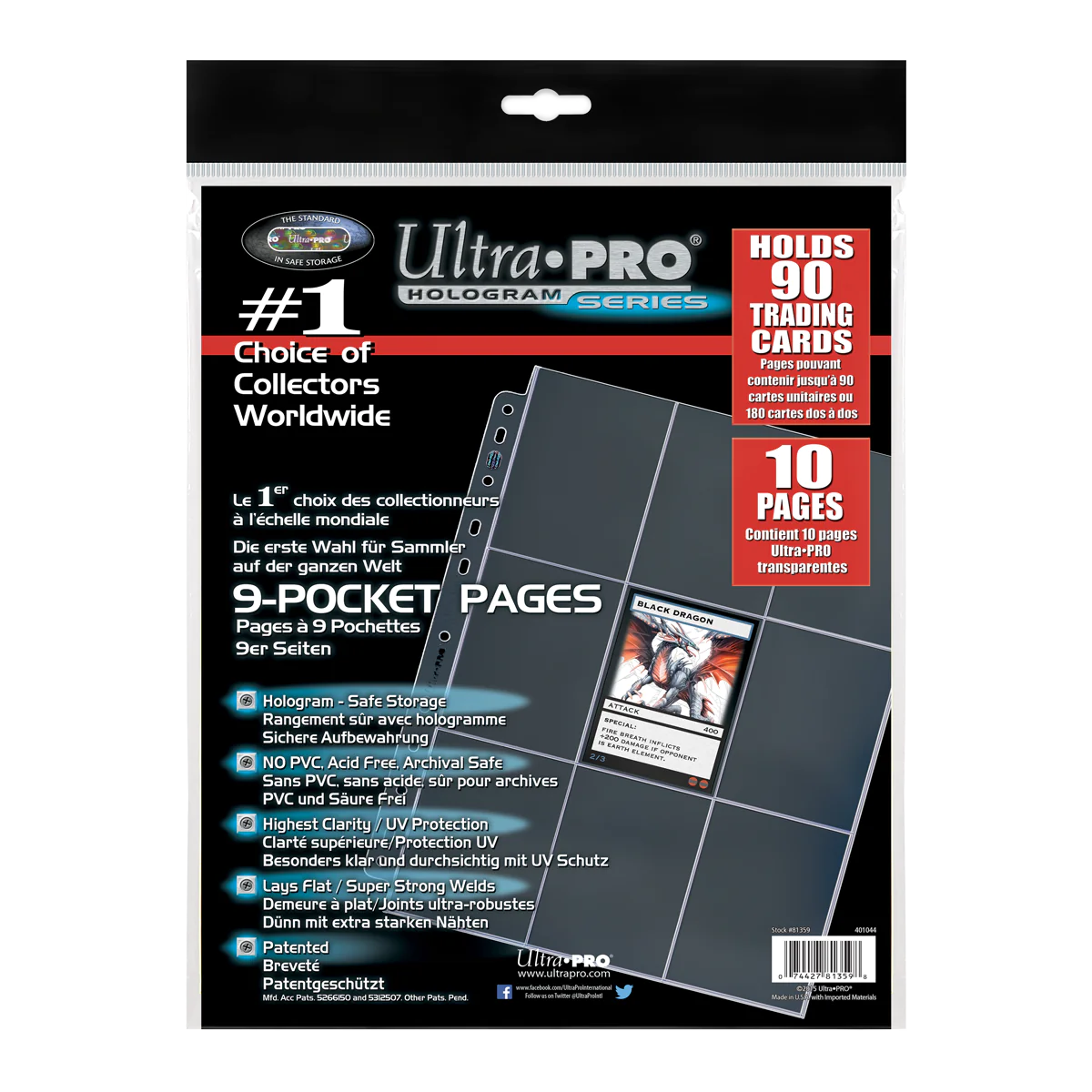 Ultra Pro 9-Pocket Page Platinum Series 11 hole (10 pages)